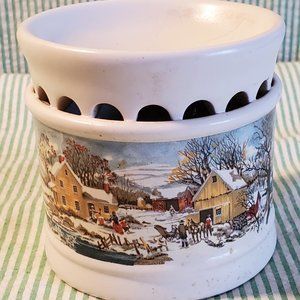 ﻿Snow Farm Winter Sled Tea Light Candle Wax Warmer Melt Essential Oil Diffuser